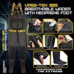 Vass-Tex 305 Breathable Chest Wader with Neoprene Stocking Foot by Vass Textiles 