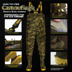 Heavy Duty 785 Camouflage Chest Waders by Vass Textiles Limited