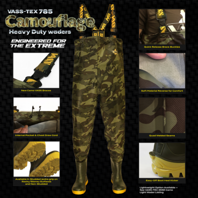 Heavy Duty 785 Camouflage Chest Waders by Vass Textiles Limited